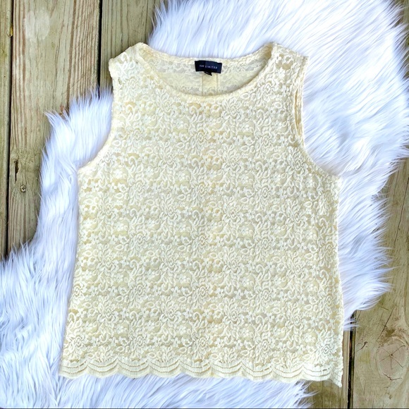The Limited Lace Ivory Tank Top Sleeveless S - Picture 3 of 8
